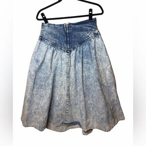 Vintage 90s Acid Wash Denim Midi Skirt | High Waist | Made in USA